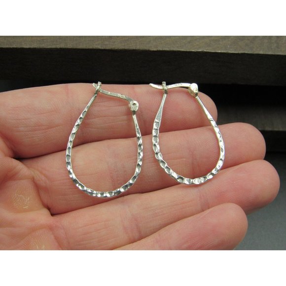 Jewelry - Sterling Silver Simple U Shape Crater Hoop Earrings Vintage Wedding Engagement